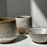 Meeting of three ceramic pieces: ice cup, small cup and small cup