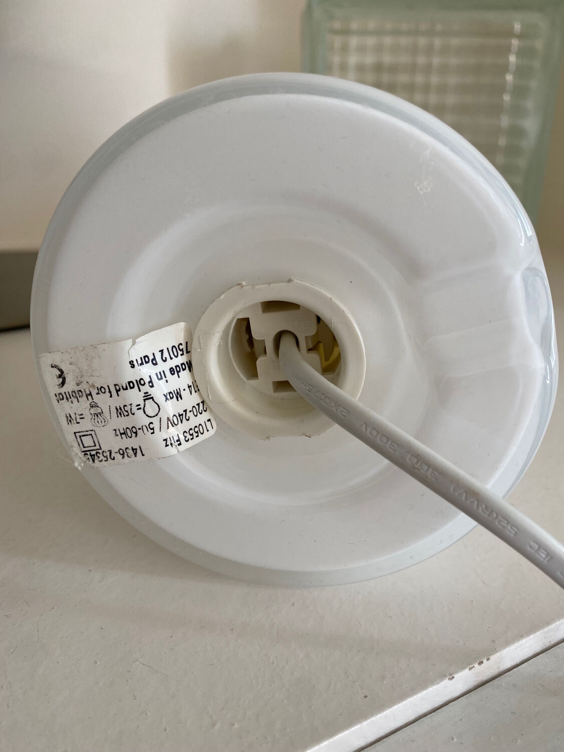 Fitz lamp in white glass Vintage Habitat