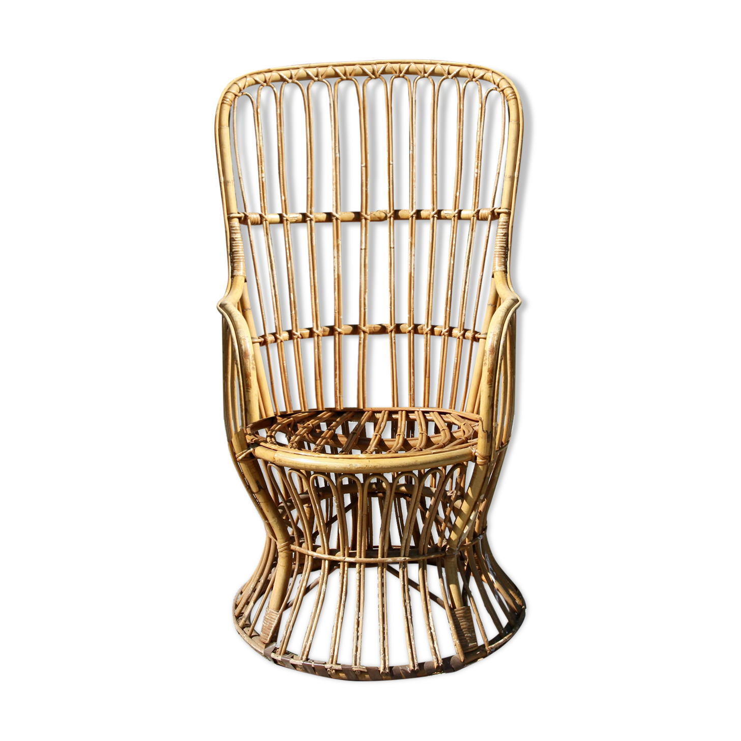 Emmanuelle-style wicker armchair, 20th century