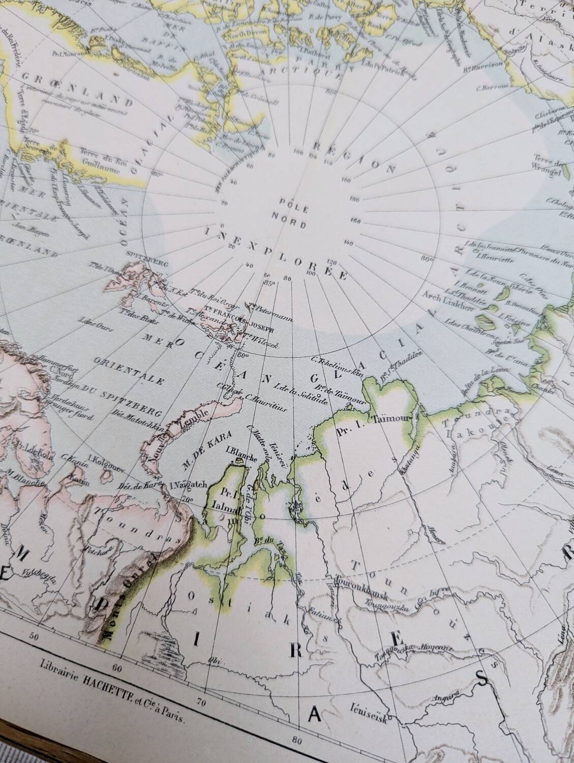 The Arctic region, period map, 1887, Authentic.