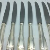 12 silver metal knives.