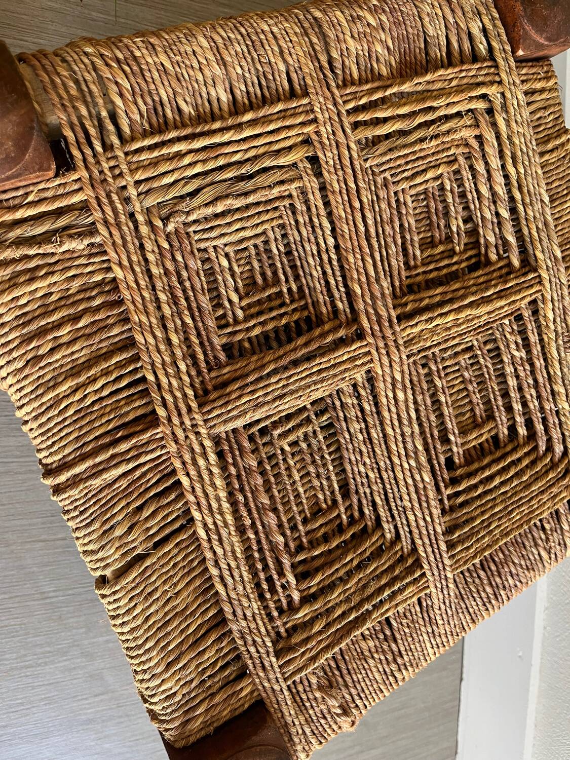 Charpoy stool in wood and rope