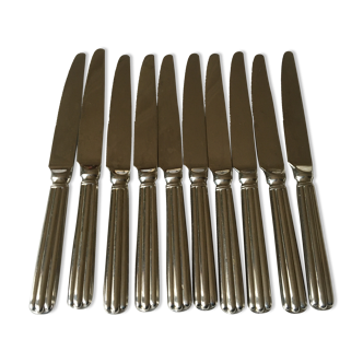 Set of 10 silver metal knives