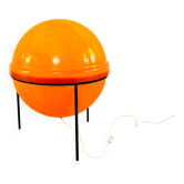 Large Space Age Tripod Sphere Floor Lamp In Orange By Unknown Designer, Around 1960S
