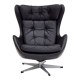 1970s, vintage danish swivel leather armchair, egg form, original condition