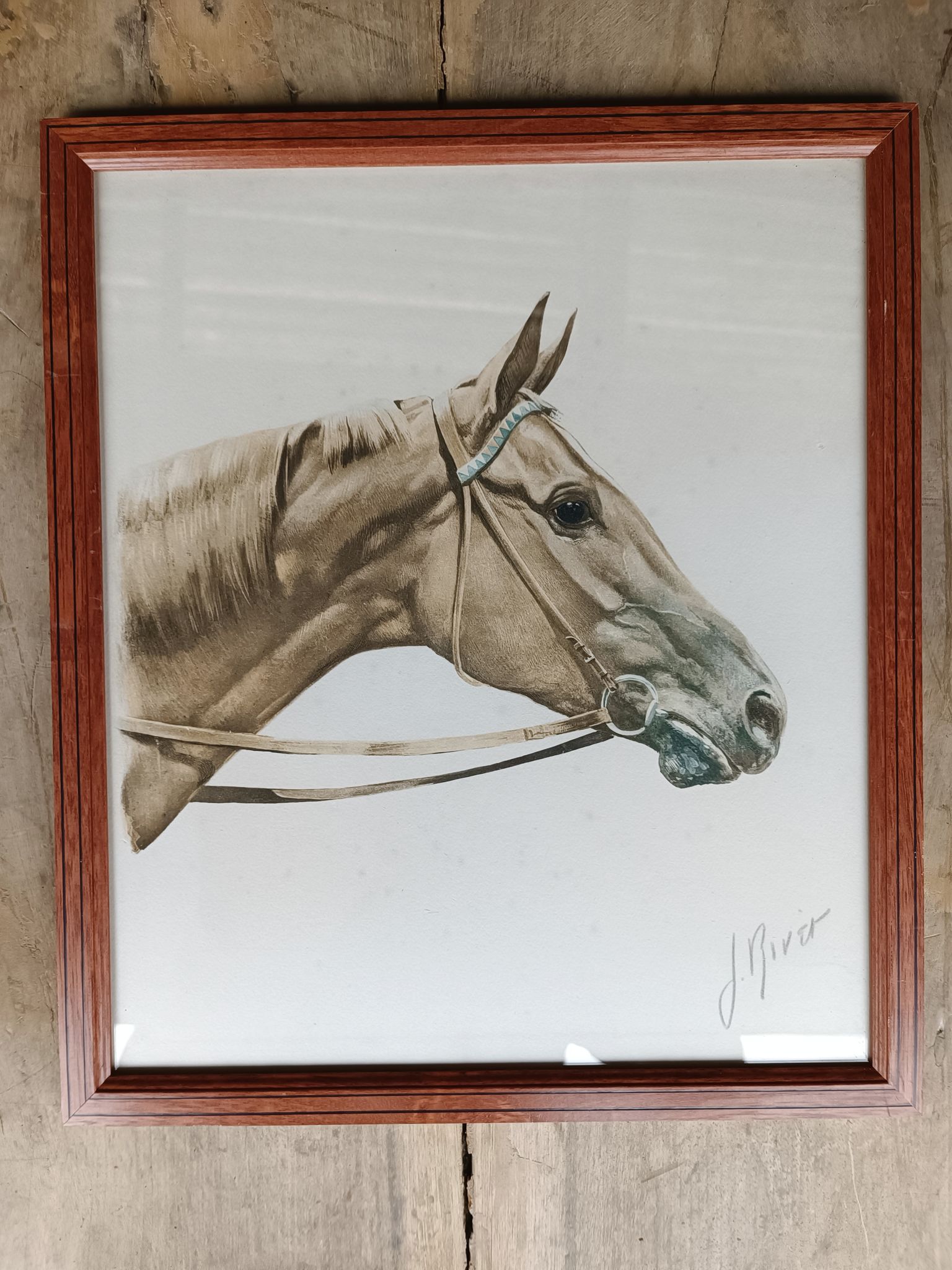 Lithograph horse J.Rivet
