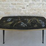 Coffee table from the 50s, tropical bird decor