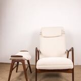 Large Scandinavian Teak Armchair with Ottomans by Folke Ohlsson for Westnofa 1960.