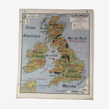 Carte géographique ancienne Les îles britanniques