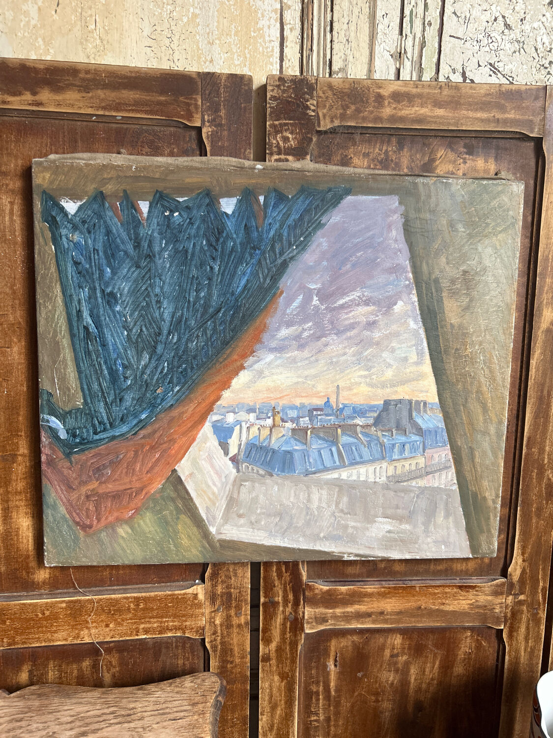 Vintage painting of the Tour de Paris in oil.