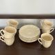 Ivory ribbed café service 7 cups Sarreguemines