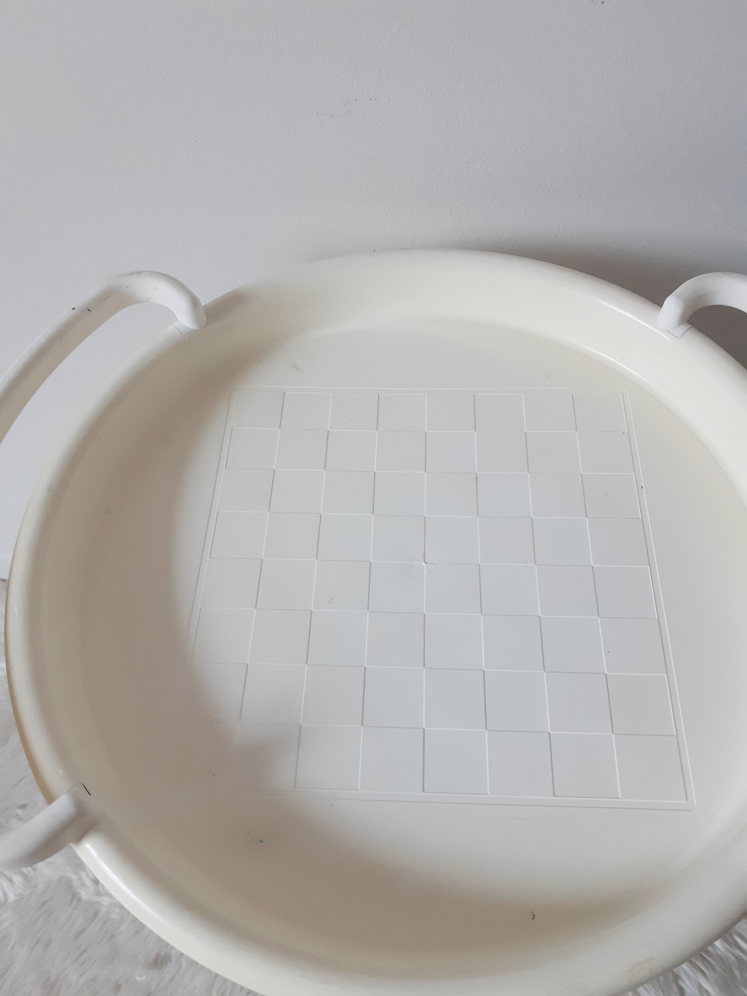 Vintage bar table, white plastic, round table, 70s, Simo, made in Italy