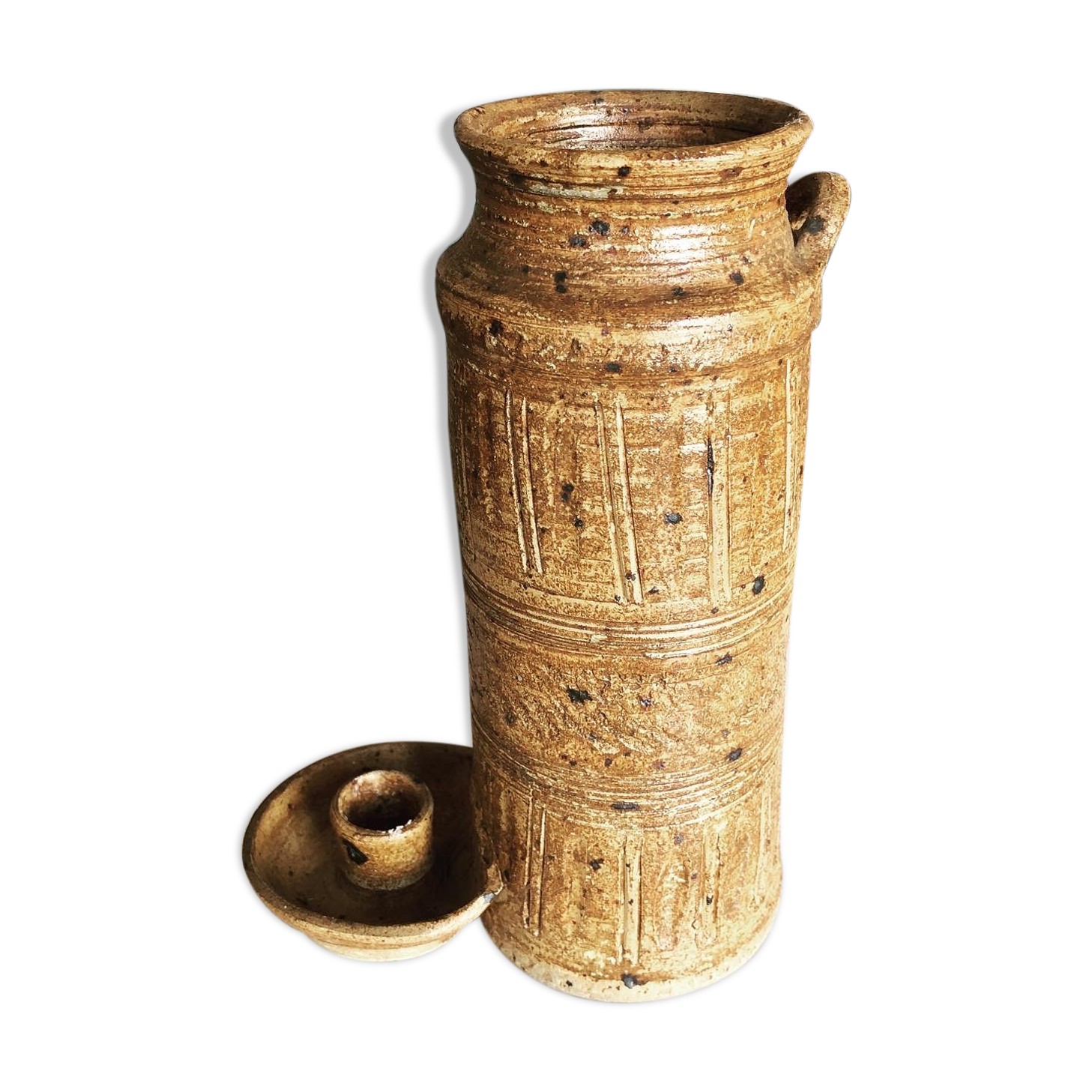 Stoneware candle holder vase