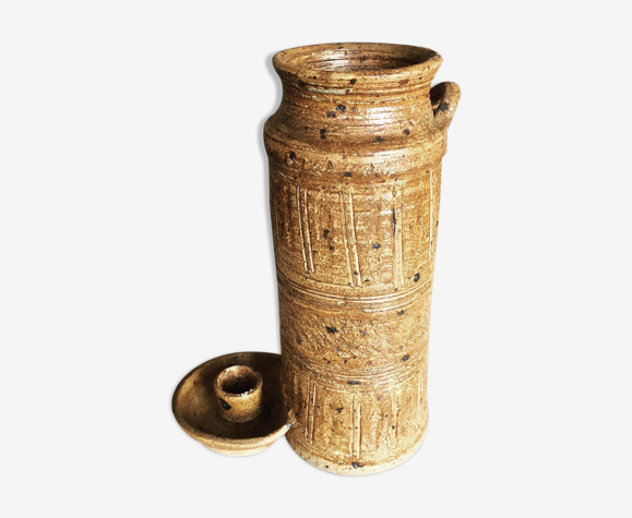 Vase bougeoir en grès