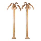 Pair of large “coconut/palm tree” rattan wall lights