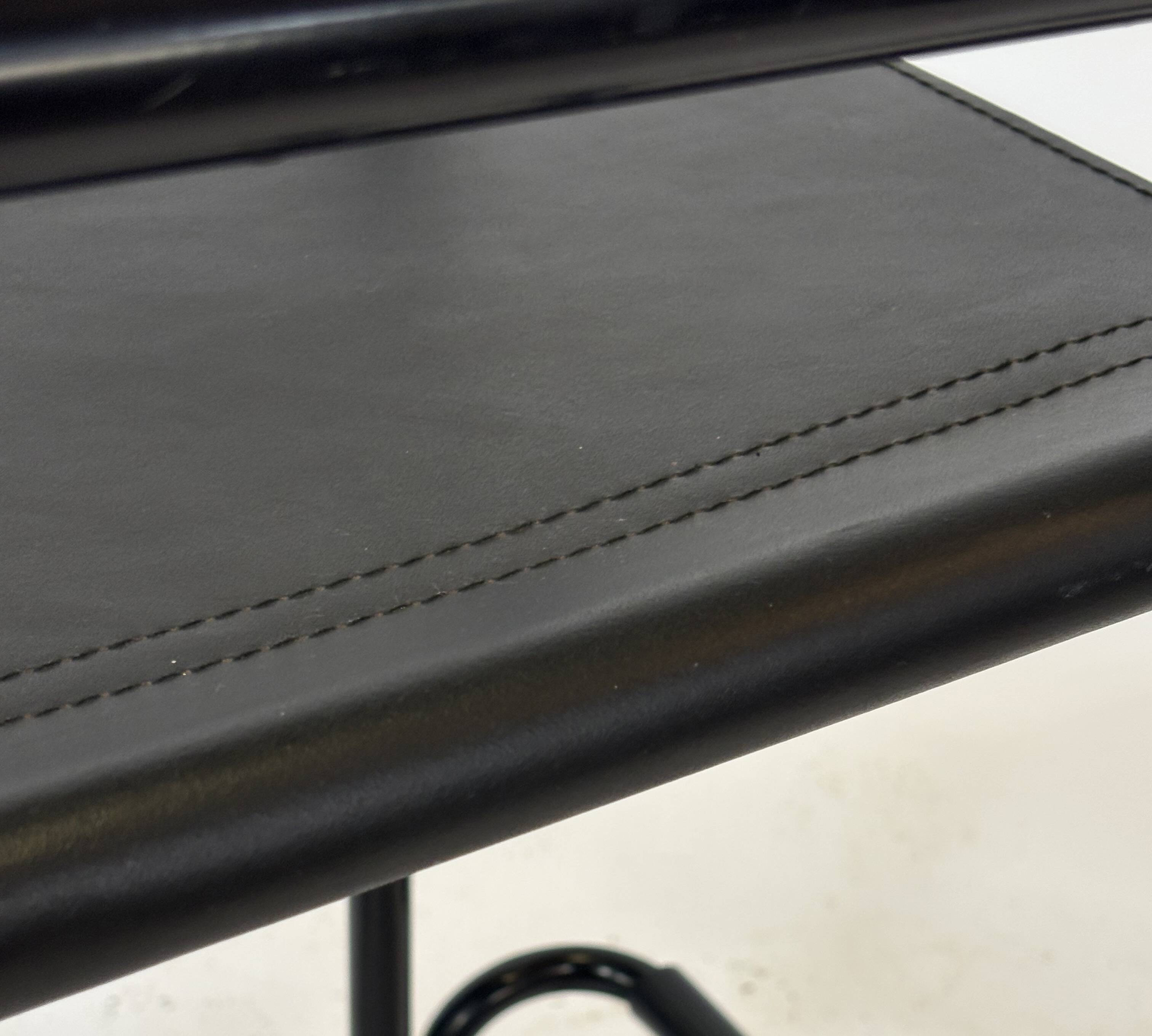 Vintage Black Leather & black frame Italian Modern Barstool