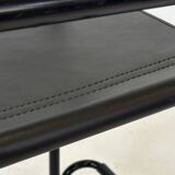 Vintage Black Leather & black frame Italian Modern Barstool