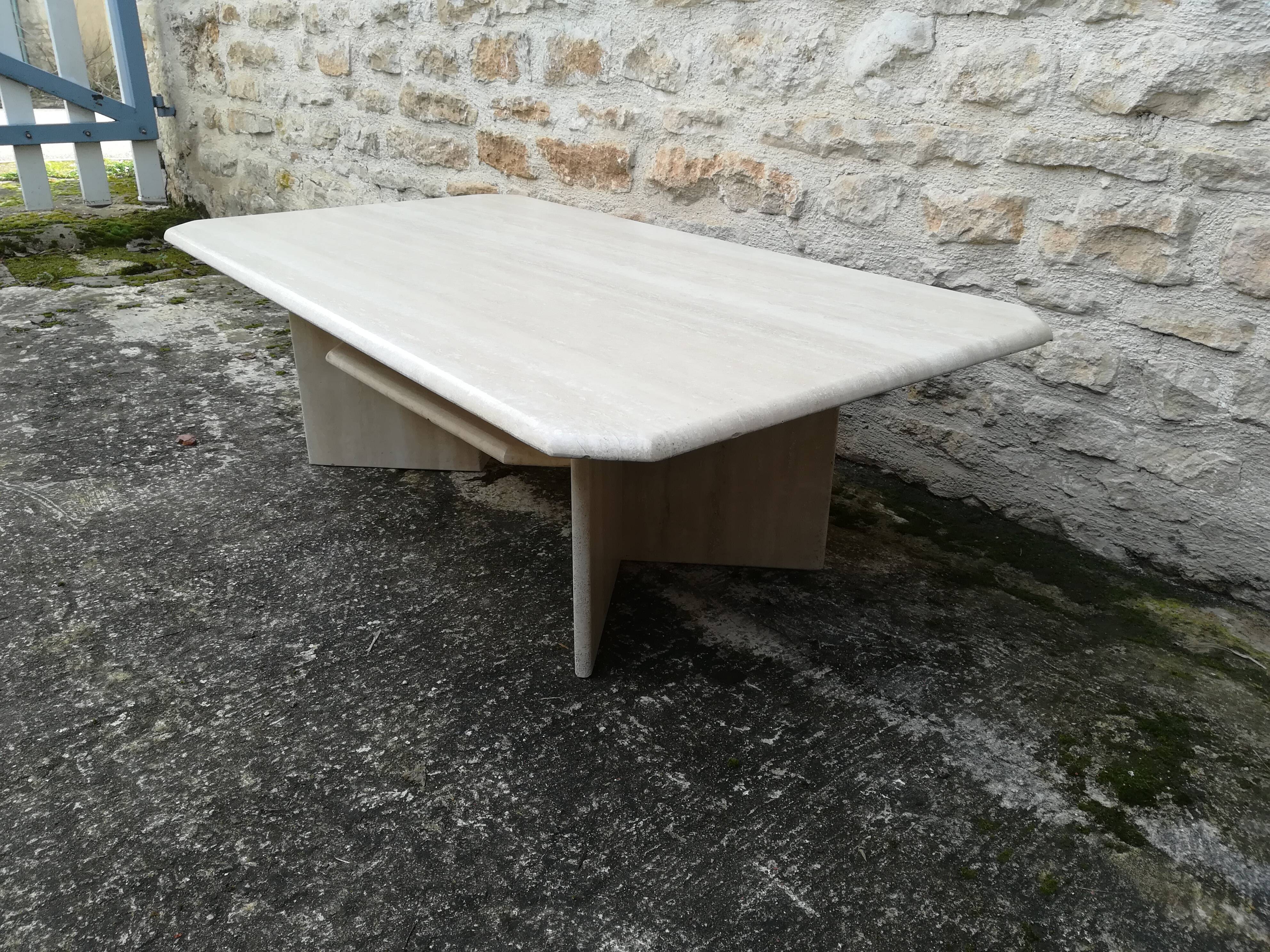 Travertine coffee table
