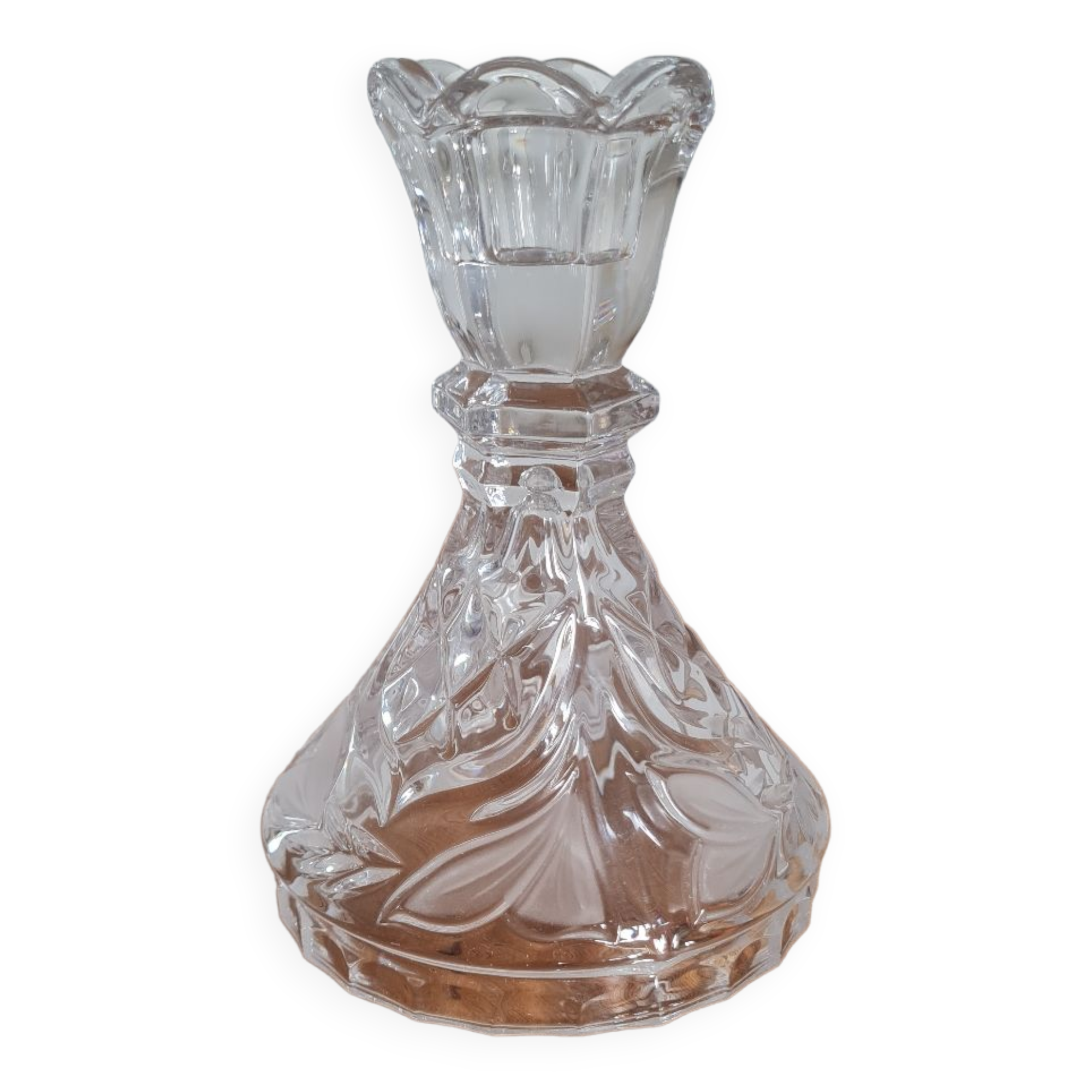 Pair of chiseled crystal candlesticks