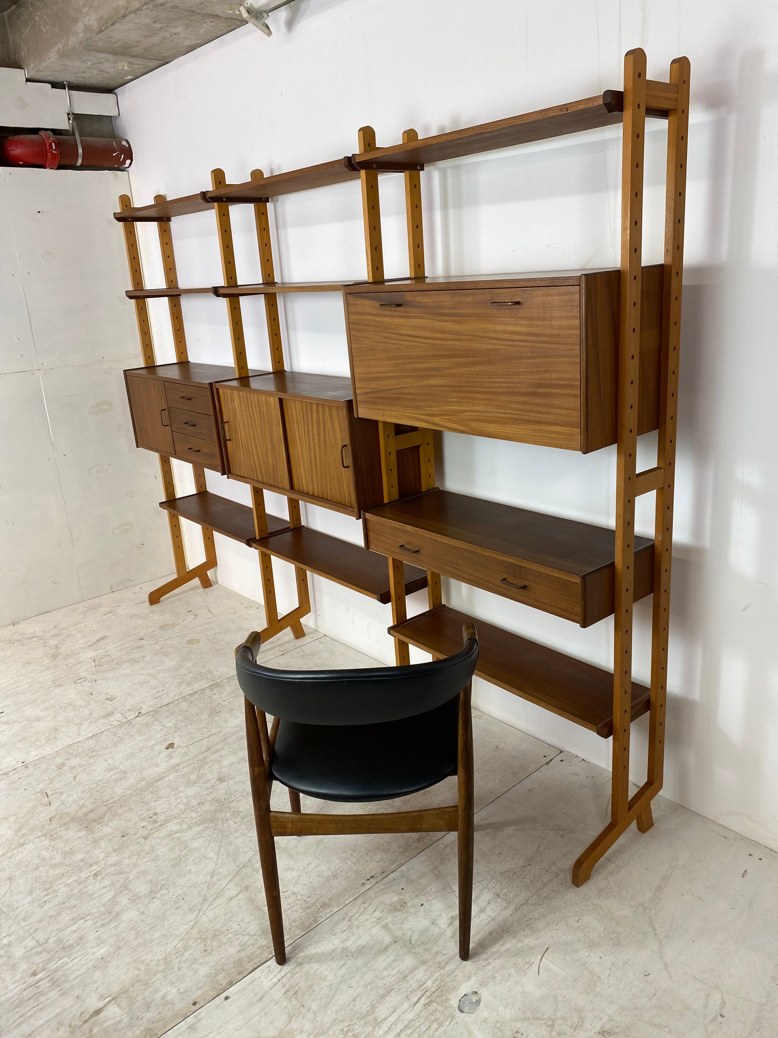 Mid-Century Scandinavian Teak Wall Unit, 1950s