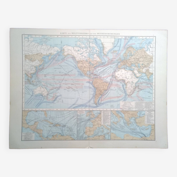 A geographical map from Atlas Richard Andrees 1887 Weltverkerhrs Meeresströmungen