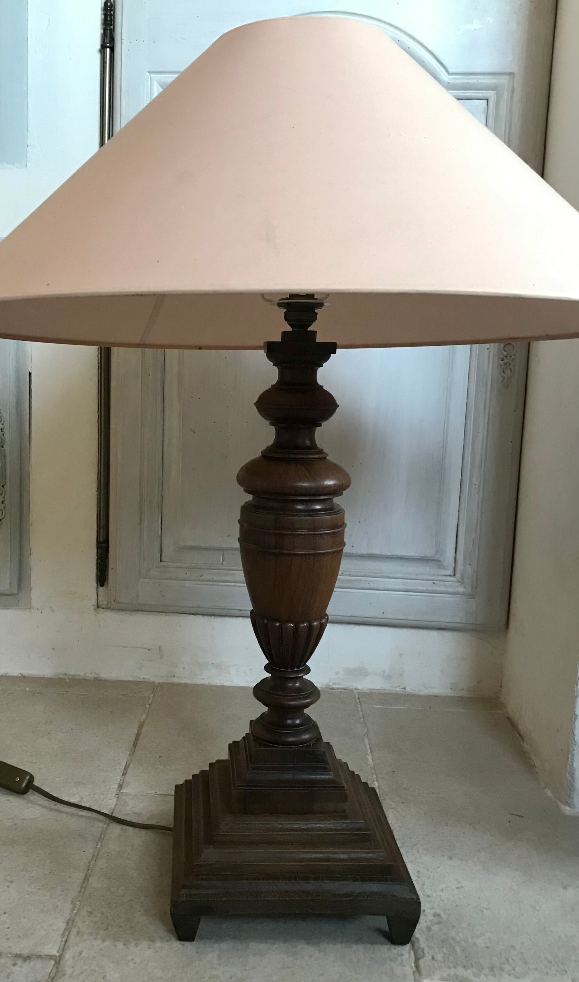 Pair of art deco wooden lamps