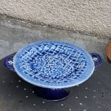 Fruit bowl, blue earthenware compote dish, slip, grape model, HBC
