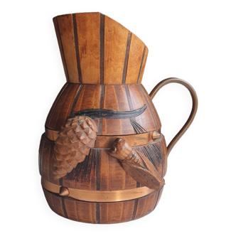 Wooden and copper jug