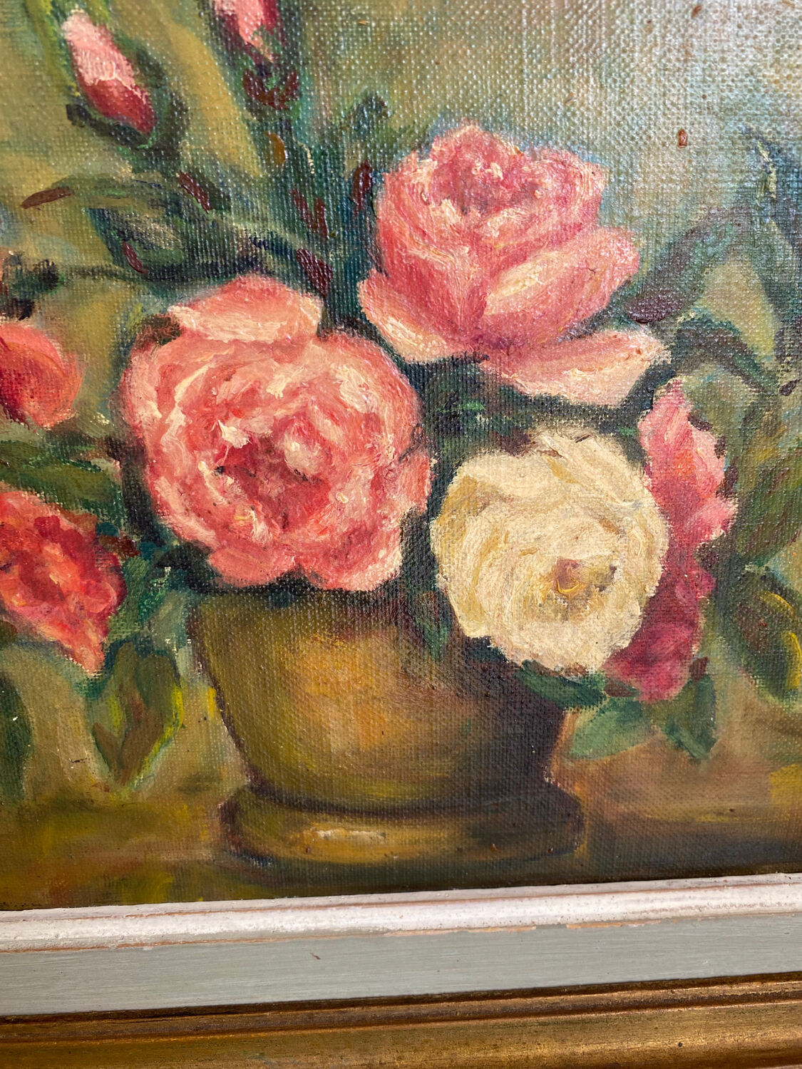 Peinture nature morte bouquet de roses
