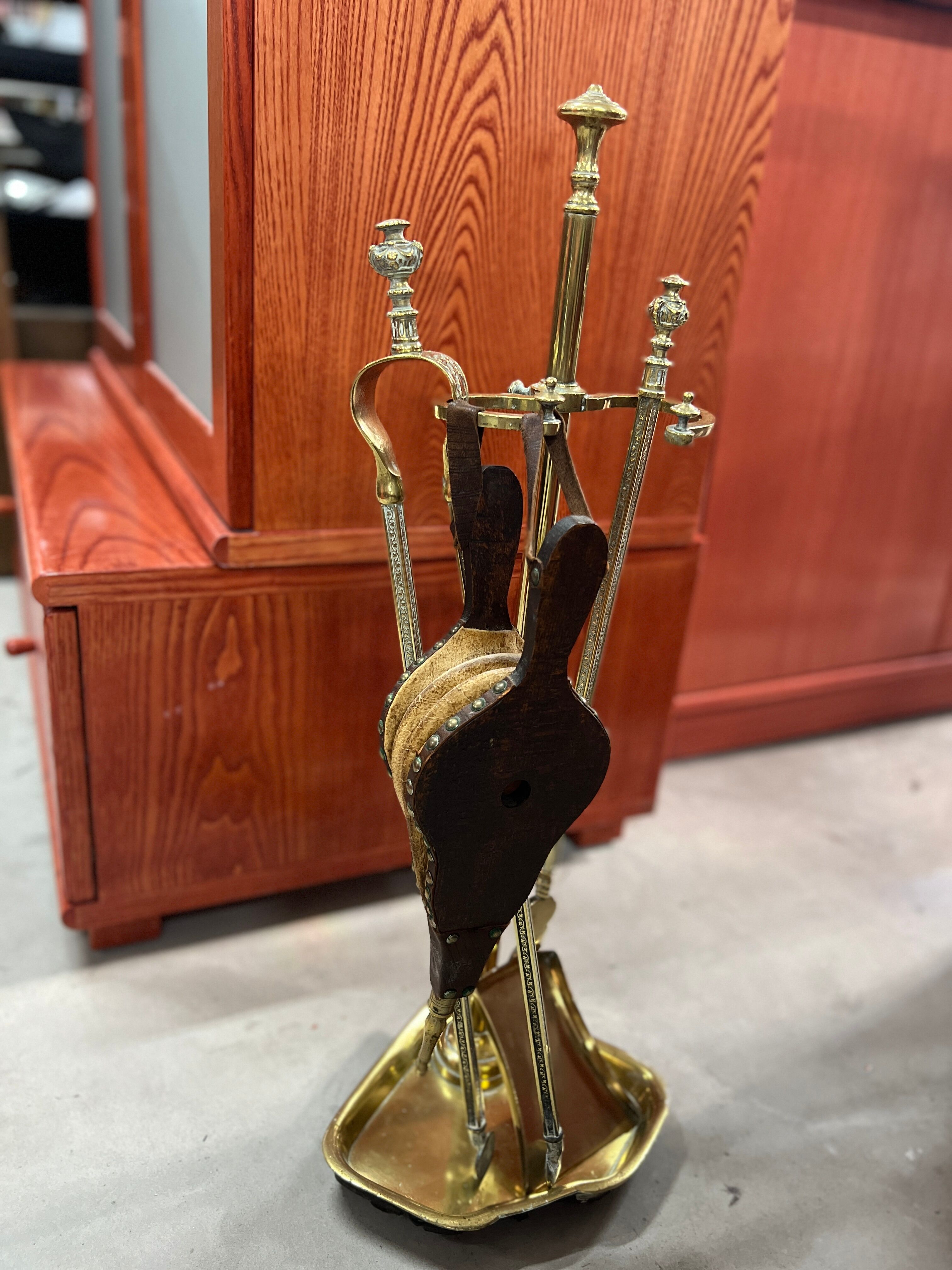 Vintage brass fireplace servant