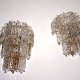 Lot de 2 appliques murales en cristal cascade Hollywood Regency Kinkeldey, 1970