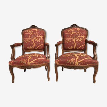Pair of cabriolet Louis XV armchairs