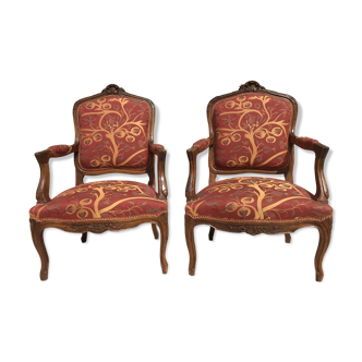 Pair of cabriolet Louis XV armchairs