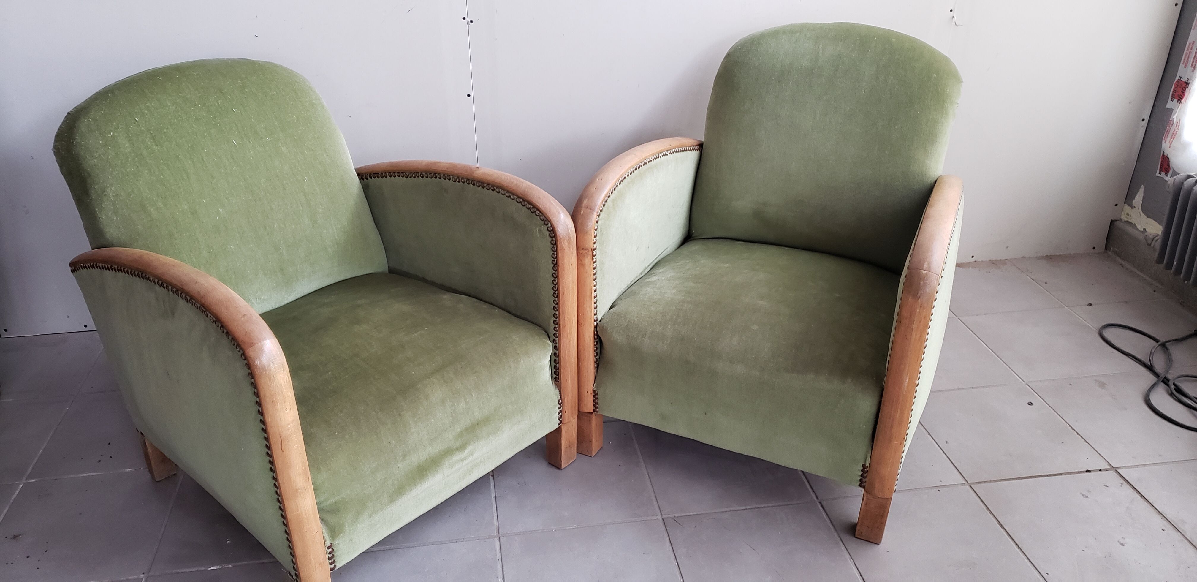 Pair of club art deco armchairs