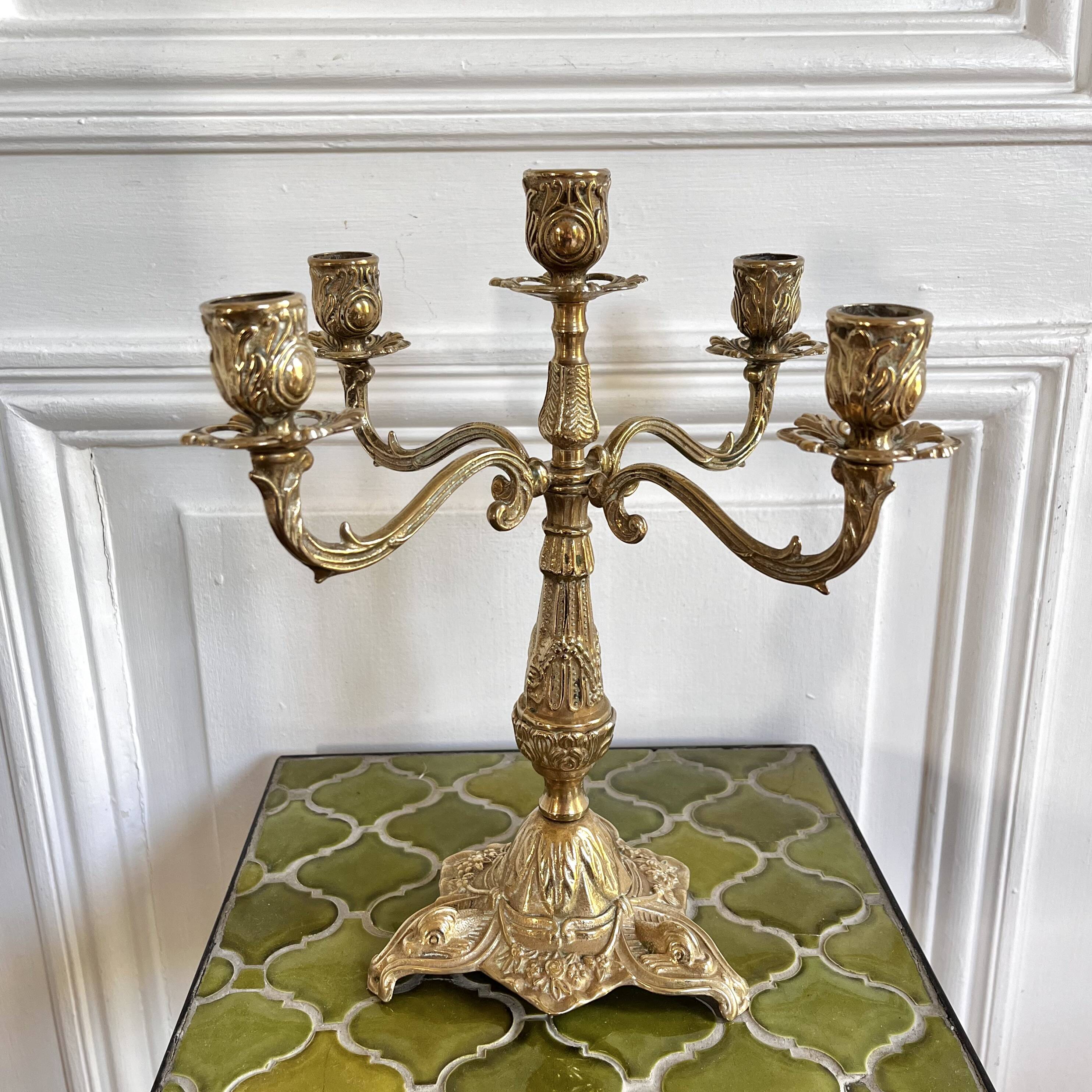 5-light gold candlestick holder
