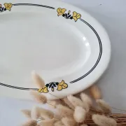 Antique oval dish in Salins ironstone "Renée" – Floral decoration