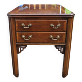 Lane Altavista Virginia brown lacquered wooden side table, vintage 1920s bedside table.