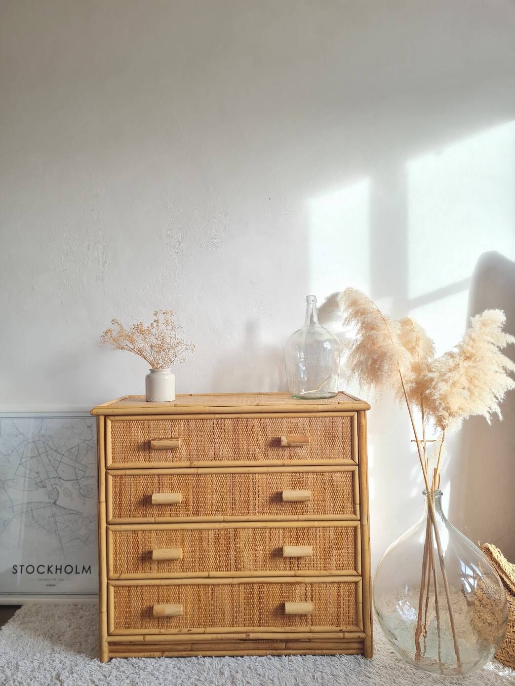 Rattan chest of drawers circa 1960s