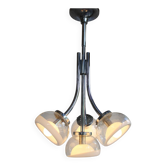 Lustre à quatre bras en verre de Murano chromé de Gaetano Sciolari, années 1970
