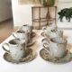 Series of stoneware cups and saucers