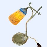 Lampe, pied col de cygne bronze monogrammé hl verrerie daum ‡ nancy 1904-14