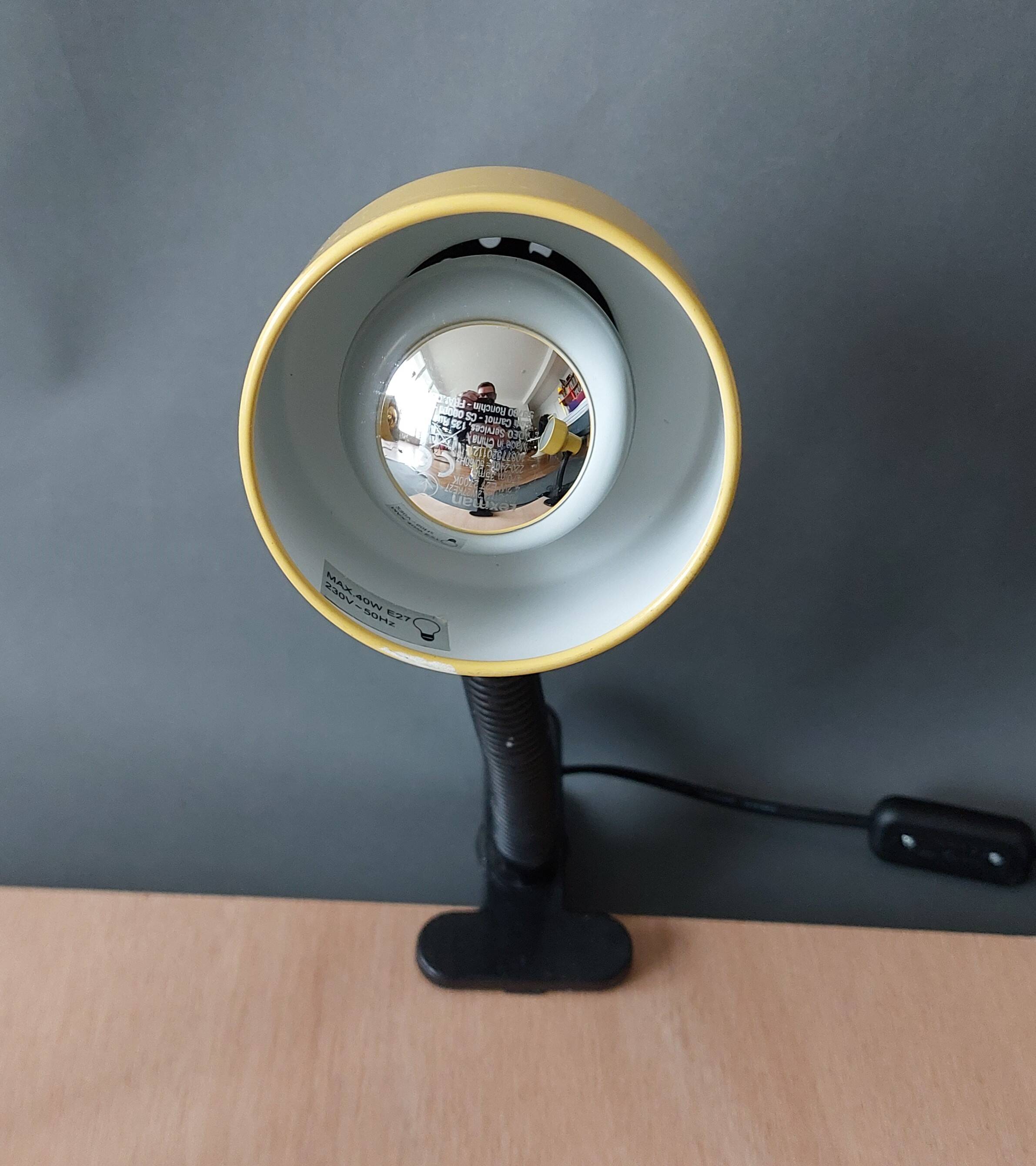 Series of 5 yellow lacquered adjustable clamp spotlights 1980 Vintage.