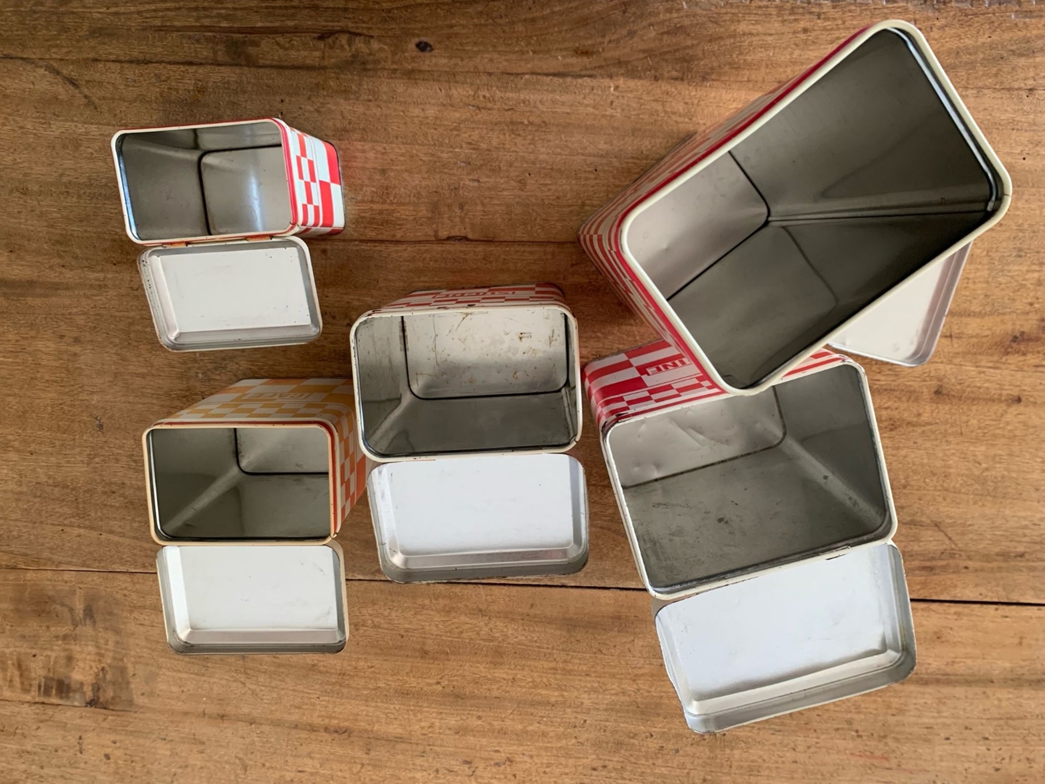 Old metal spice boxes Family counter