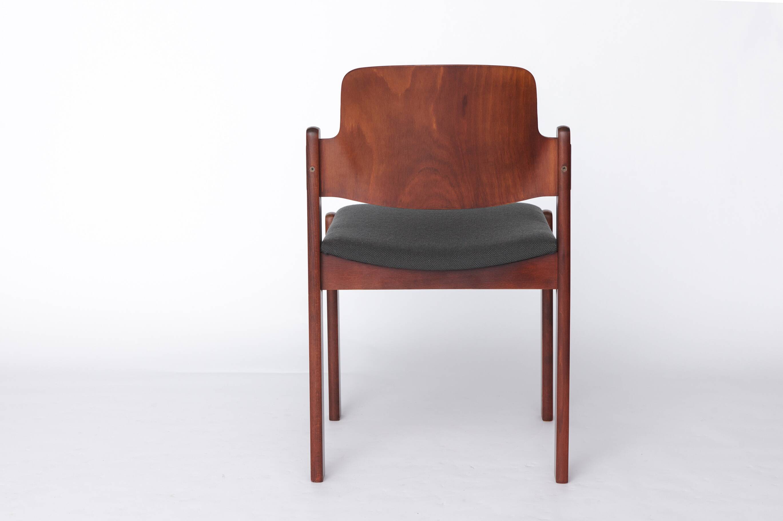 Vintage Lübke Stacking Chair, 1970s German Design, Dark Beech Wood
