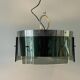 Suspended lamp in green glass and chrome, 1960s, Italy