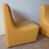 Lot de 4 chauffeuses années 70/80 vintage en similli cuir  jaune moutarde