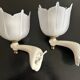 pair of ceramic and frosted glass wall lights 1950