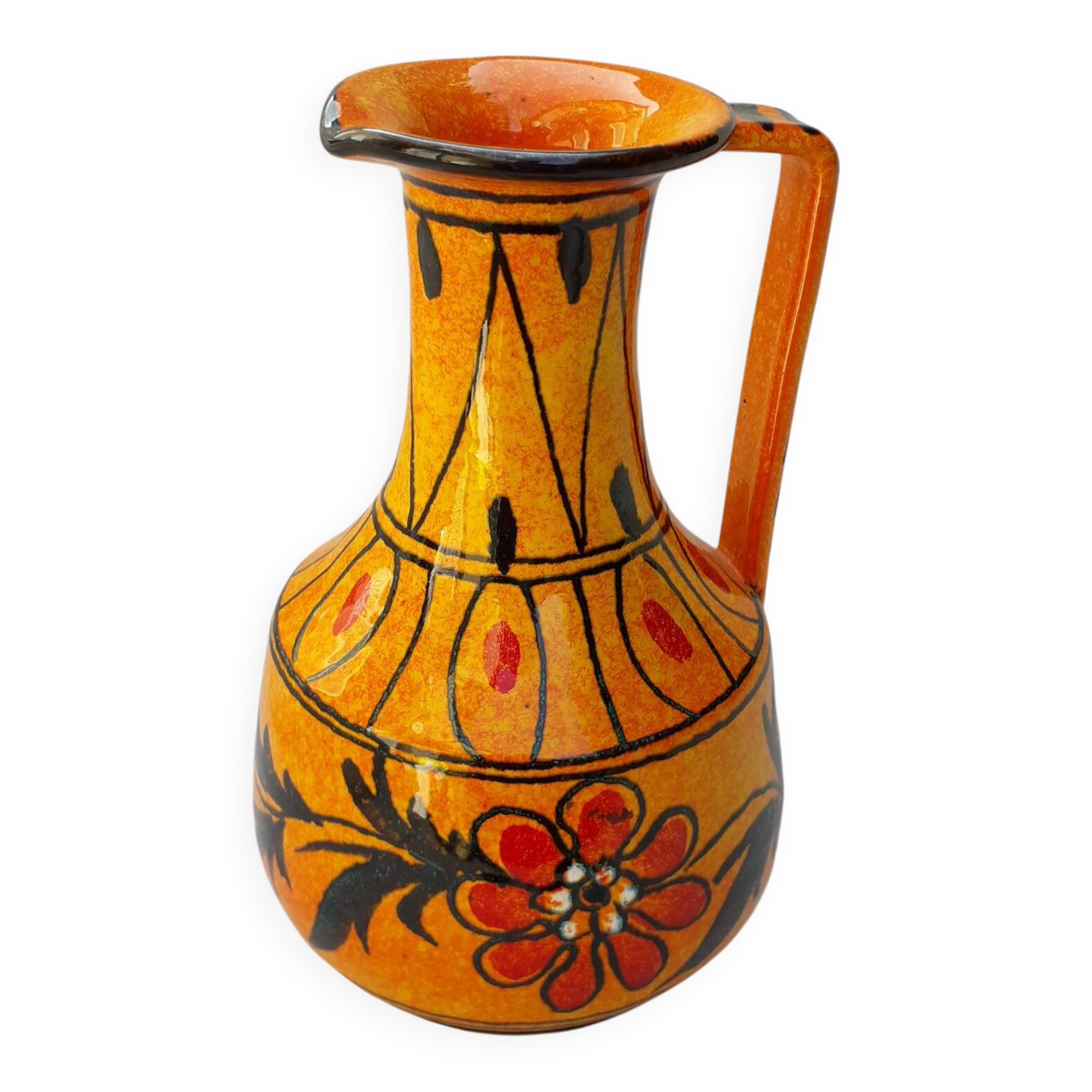 Orange ceramic pitcher from Italy