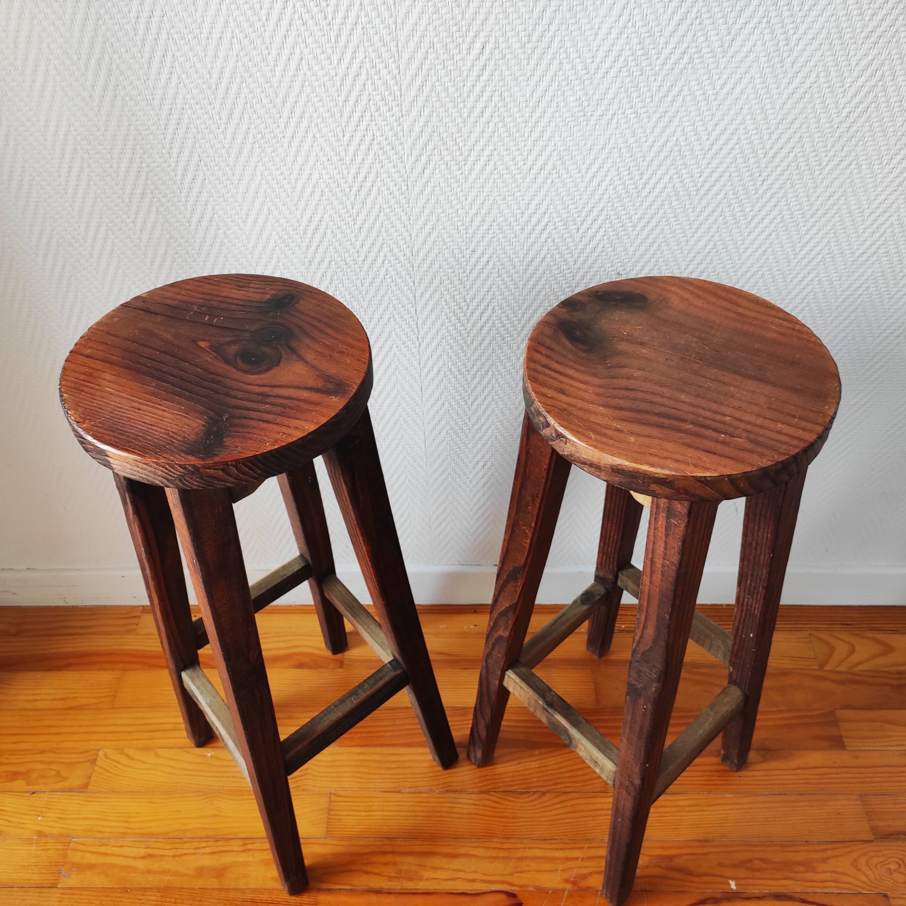 Pair of vintage brutalist stools 1950/60