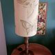 Turned wood lamp and silk lampshade